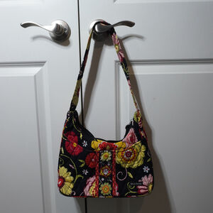 Women's Bella Taylor One Size Black Yellow Red Floral Quilted Shoulder Bag